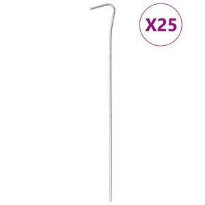 vidaXL Piquets de tente 25 Pièces 23 cm Ø6 mm acier galvanisé