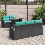 vidaXL Ensemble de canapé de jardin 6 Pièces Noir Poly Rattan