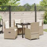 vidaXL Ensemble de salle à manger pour jardin 5 Pièces Beige polyrotin