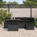 vidaXL Ensemble de canapé de jardin 6 Pièces Noir Poly rotin