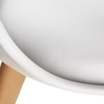 Lot de 6 chaises pieds en bois clair siège de salon cuisine salle à manger design minimaliste épuré ergonomique blanc 08_0000139