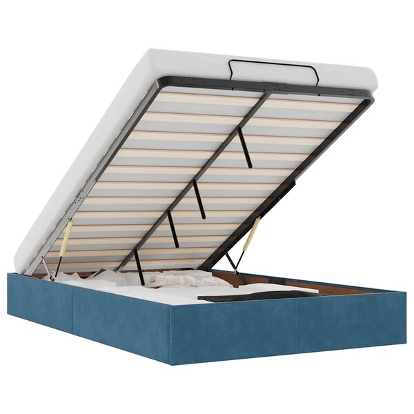 vidaXL Cadre de lit ottoman sans matelas bleu foncé 120x200 cm velours