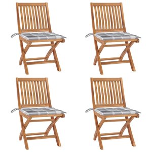 vidaXL Chaises pliables de jardin avec coussins lot de 4 Teck solide