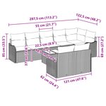 Ensemble de canapé de jardin 9 pièces avec coussins en rotin poly noir vidaXL