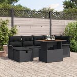vidaXL Ensemble de Canapé de Jardin de 7 pièces avec Coussins Noir Rattan Poly