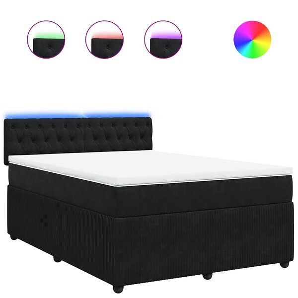 vidaXL Sommier à lattes de lit et matelas Noir 160x200 cm Velours