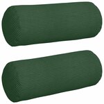 vidaXL Coussins d'accent 2 Pièces Vert foncé Ø 15 x 40 cm