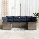 vidaXL Ensemble de canapé de jardin avec coussin 6 Pièces Gris polyrotin