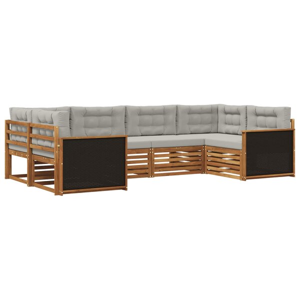vidaXL Ensemble de canapés d'extérieur 6 pc Naturel et gris clair