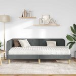 vidaXL Cadre de lit d'angle avec matelas Gris foncé 90 x 200 cm tissu