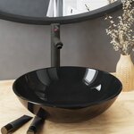 vidaXL Lavabo de bain avec robinet et drain à poussoir Verre trempé