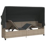 vidaXL Chaise longue avec auvent et coussins gris clair résine tressée