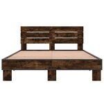 vidaXL Cadre de lit chêne fumé 120x200 cm bois d'ingénierie et métal