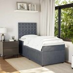 vidaXL Sommier à lattes de lit et matelas Gris foncé 90x200 cm Velours