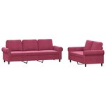 vidaXL Ensemble de canapés 2 Pièces avec coussins Rouge bordeaux Velours
