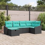 vidaXL Ensemble de Canapés avec coussin 6 Pièces Noir polyrotin