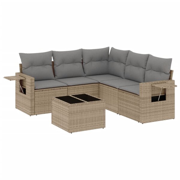 vidaXL Salon de jardin avec coussins 6 Pièces beige résine tressée