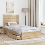 vidaXL Lit de Rangement Chêne Sonoma 90 x 190 cm Bois d'ingénierie