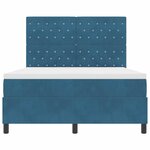 vidaXL Lit à ressort LED avec matelas Bleu foncé 160 x 200 cm tissu