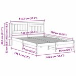vidaXL Cadre de lit avec tête de lit Blanc 140 x 190 cm Pin massif