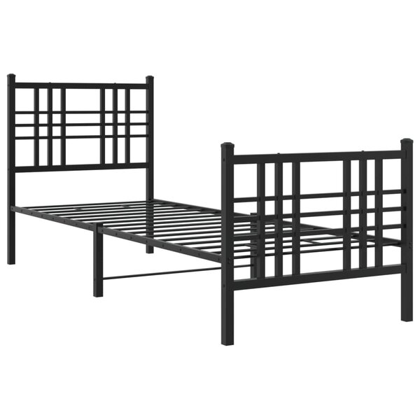 vidaXL Cadre de lit métal avec tête de lit/pied de lit noir 80x200 cm