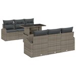 vidaXL Canapés de jardin 7 pièces avec coussins Gris en Poly Rattan