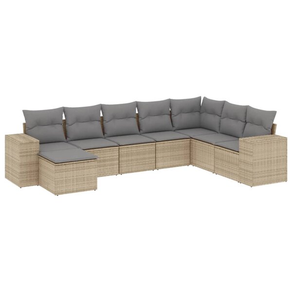 vidaXL Salon de jardin avec coussins 8 Pièces beige résine tressée