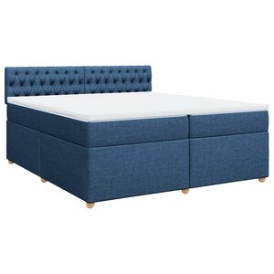 vidaXL Sommier à lattes de lit avec matelas Bleu 200x200 cm Tissu