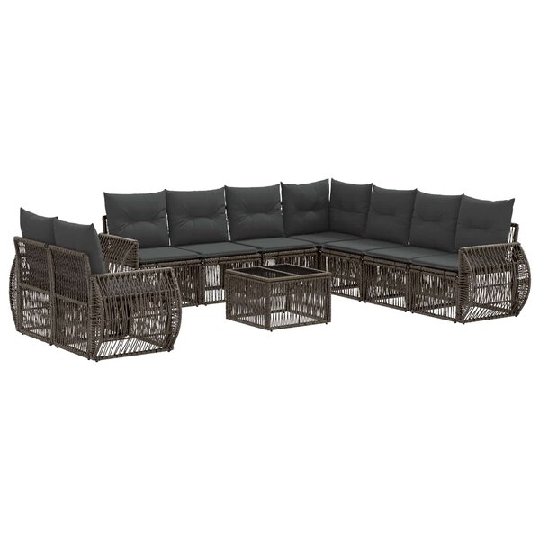 vidaXL Ensemble de canapé de jardin 10 Pièces Gris et Gris foncé
