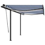 vidaXL Auvent manuel rétractable avec LED 3x2 5 m Bleu et blanc