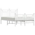 vidaXL Cadre de lit métal sans matelas et pied de lit blanc 135x190 cm