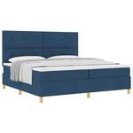 vidaXL Lit à ressorts avec matelas Bleu 200 x 200 cm tissu