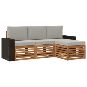 vidaXL Ensemble de canapés d'extérieur 4 pc Naturel et gris clair