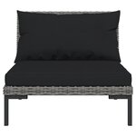 vidaXL Salon de jardin 4 Pièces avec coussins Résine tressée Gris foncé
