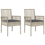 Chaises de jardin vidaXL 2 Pièces avec coussins Gris clair en poly rattan
