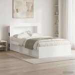 vidaXL Cabinet de Tête de Lit avec stockage Blanc Bois d’ingénierie