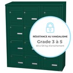 Bloc collectif Leabox  3x4  grade 3  simple face  extérieur  fixation murale  vert mousse ral 6005 finition brillante
