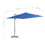 vidaXL Parasol de jardin en porte-à-faux avec mât en acier bleu azuré