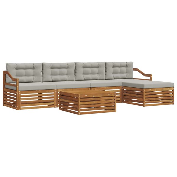 vidaXL Ensemble de canapés d'extérieur 6 pc Gris Naturel et Clair