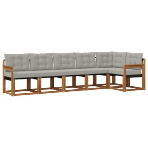 vidaXL Ensemble de canapés d'extérieur 6 pc Gris Naturel et Clair