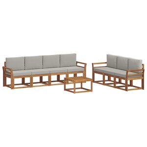 vidaXL Ensemble de canapés d'extérieur 8 pc Gris Naturel et Clair