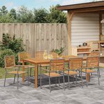 vidaXL Ensemble de salle à manger pour jardin 9 Pièces Gris Poly rotin
