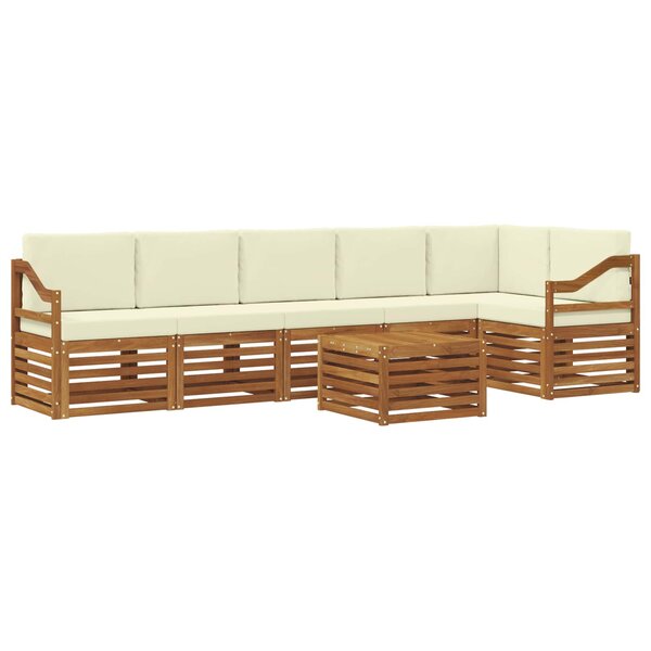 vidaXL Ensemble de canapés d'extérieur 7 pc Naturel et Crème Polyester