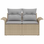 vidaXL Sofa de jardin 2 places avec rangement et coussins en poly rotin beige
