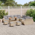 vidaXL Ensemble de canapé de jardin 14 Pièces Beige polyrotin