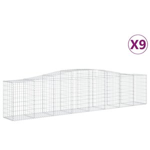 vidaXL Paniers à gabions arqués 9 Pièces 400x50x80/100 cm Fer galvanisé