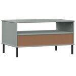 vidaXL Table basse avec pieds en métal Gris 85x50x45 cm Bois OSLO