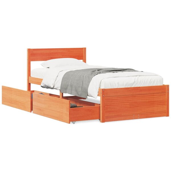 vidaXL Cadre de lit sans matelas cire marron 90x200 cm bois pin massif