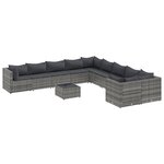 vidaXL Salon de jardin 11 Pièces avec coussins gris résine tressée