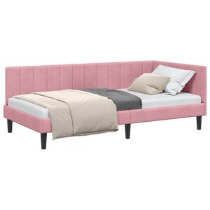 vidaXL Cadre de lit d'angle Rose 100 x 200 cm Velours